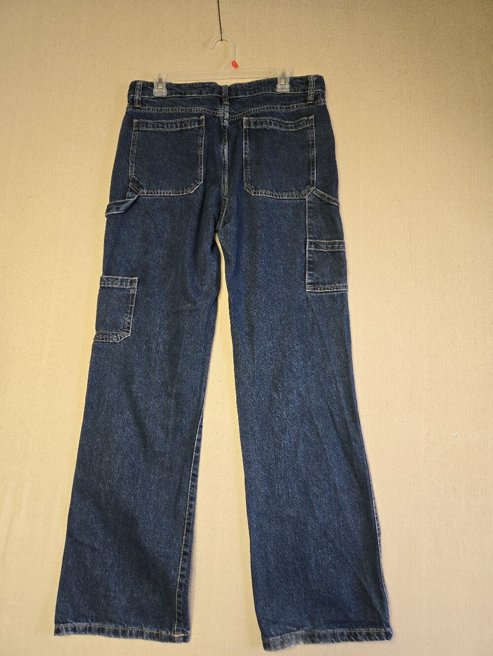 Zara Women's Dark Blue Relaxed Carpenter Jeans 100% Cotton - Picture 6 of 7